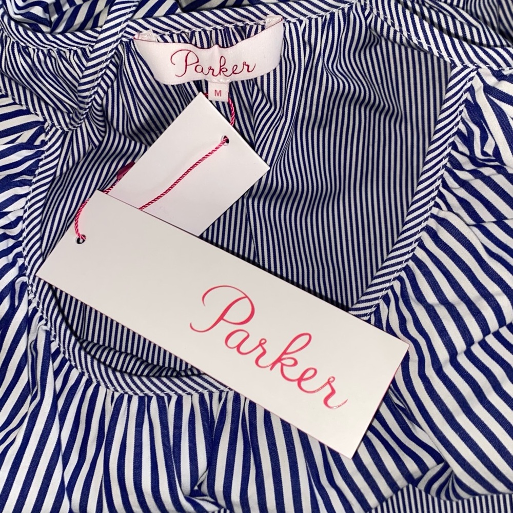 Parker Blue Striped Ruffle Blouse - Picture 8 of 9